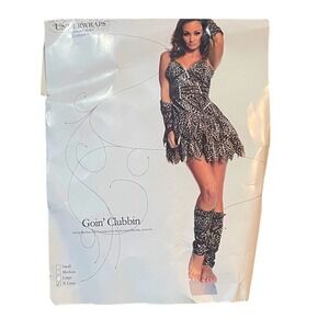 Underwraps Goin Clubbin Cavewoman Costume Women XL 16-18 Leopard Dress 29279